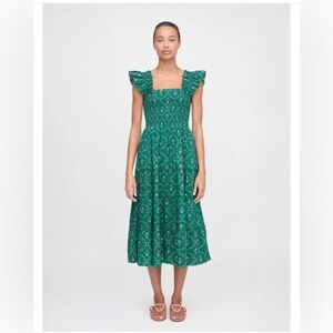 Hill House Ellie Nap Dress in Emerald Trellis NWOT